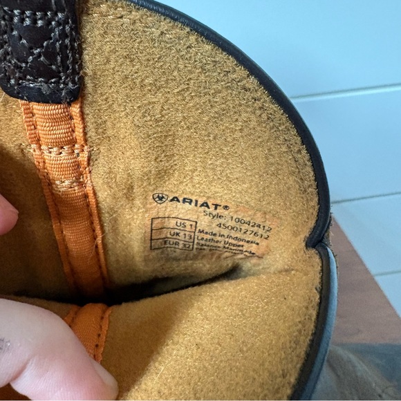 Ariat Kids WorkHog XT Coil Western Boots Wide Square Toe Brown Cowboy Leather 1 - Picture 6 of 7